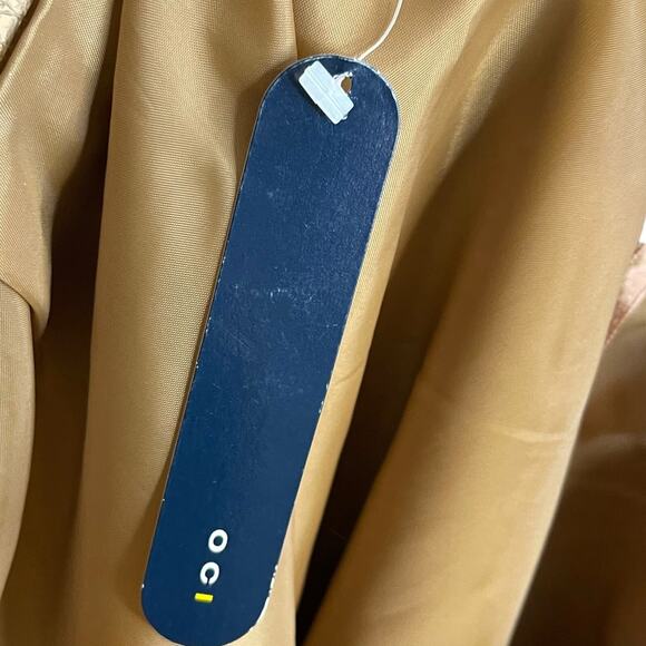 OCI Faux Leather Skirt Women's 11 Juniors Golden Brown Embossed Chic Modest New - Picture 10 of 12